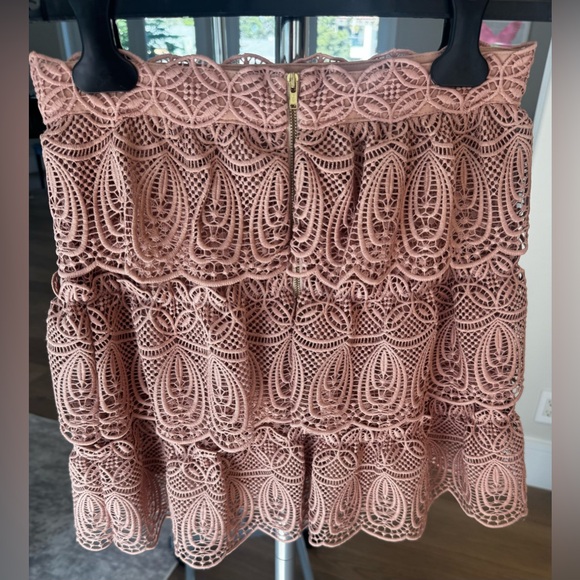 Self-Portrait Lace Mini Skirt in Blush - Picture 5 of 10